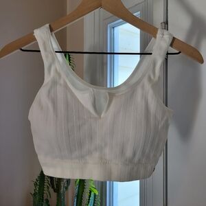 Lucky Brand Ribbed Gorgeous White Sports Top Bralette, Size 1X